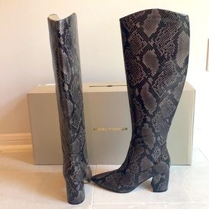 NIB Marc Fisher Knee High Snake Skin Boots